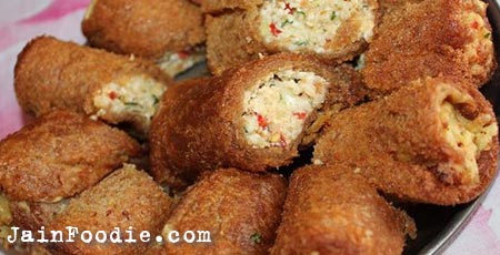 Jain Paneer Bread Roll